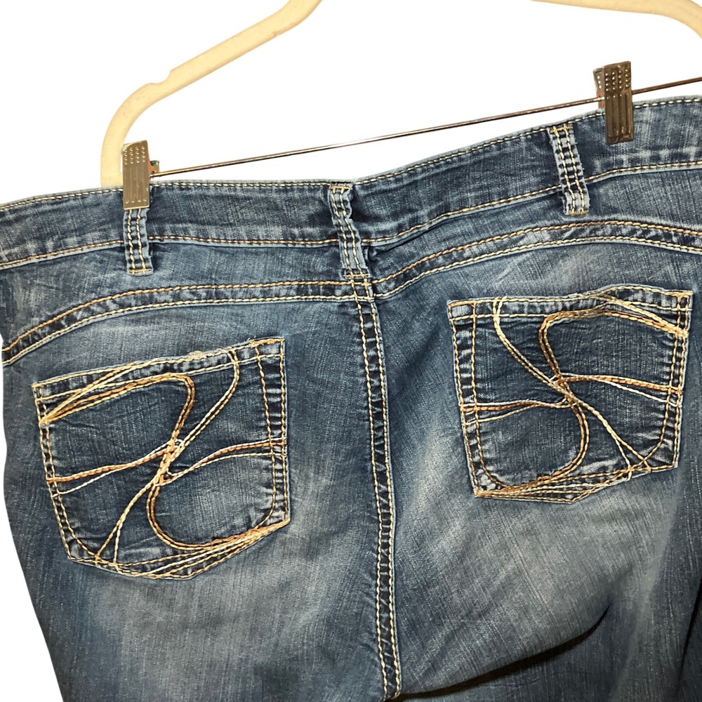 Silver Jeans Tuesday Bootcut Women Size 16 1/2 Blue Contrast Stitching - Picture 5 of 9